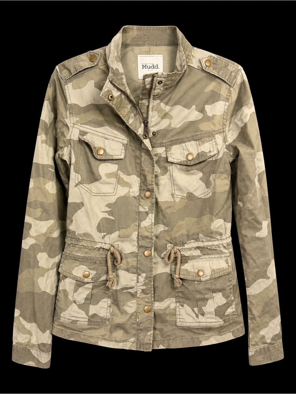 Mudd Camo Utility Military Anorak Jacket XS Lightweight Drawstring Waist